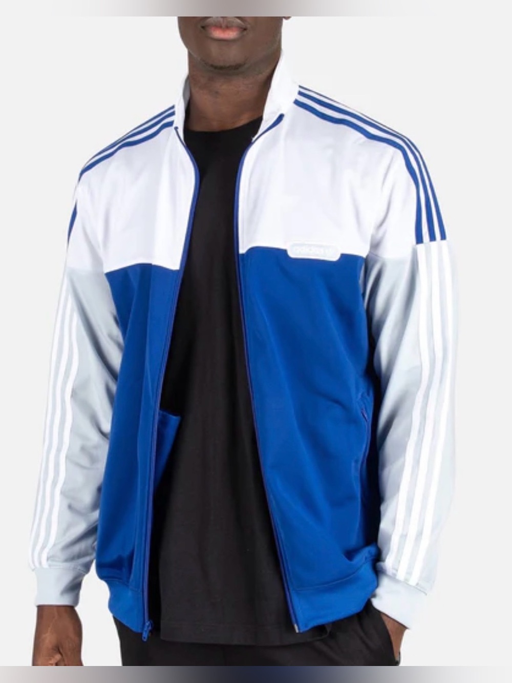 Adidas Blue and White Split Firebird Zip Up Track Jacket.  Sz Small